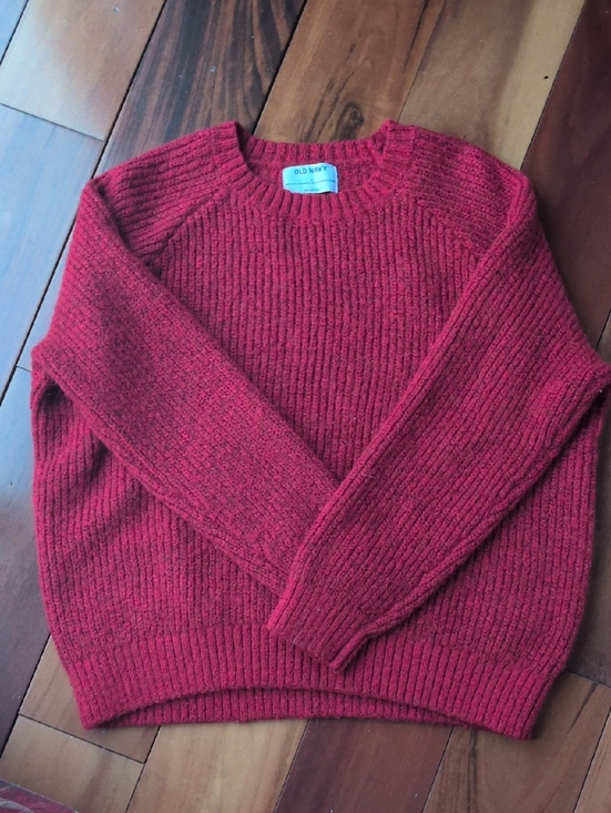 Old Navy Sweaters - Old Navy Red Ribbed Crewneck Sweater